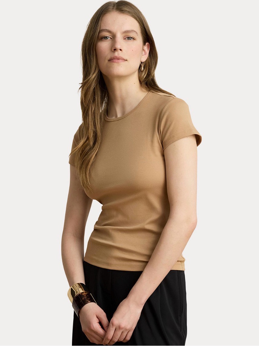 Lauren Ralph Lauren Stretch Knit T-Shirt Lauren Camel
